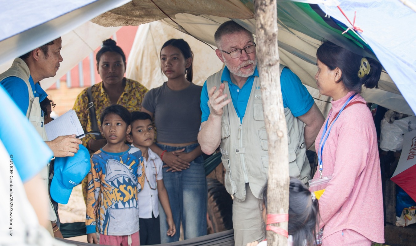 យូនីសេហ្វ ពន្លឿនការឆ្លើយតបផ្នែកមនុស្សធម៌ ដើម្បីគាំទ្រកុមារ និងក្រុមគ្រួសារដែលកំពុងស្នាក់នៅជំរំភៀសសឹកបណ្ដោះអាសន្នក្នុងខេត្តព្រះវិហារ ដែលតម្រូវការទឹកស្អាត និងអនាម័យមានភាពចាំបាច់