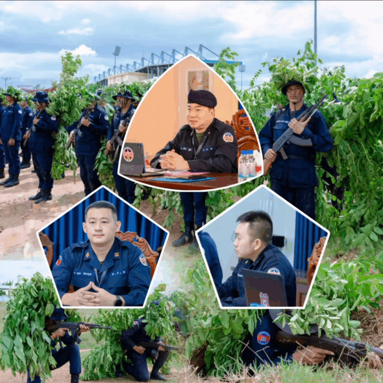 លោកឧត្តមសេនីយ៍ត្រី ម៉េង ស្រ៊ុន ចាត់ក្រុមការងារចុះត្រួតពិនិត្យ និងវាយតម្លៃការហ្វឹកហ្វឺនយុទ្ធវិធីនៅទីលានផ្ទាល់ រួមទាំងការប្រើប្រាស់អាវុធ បញ្ជូនសារ សង្រ្គោះបន្ទាន់ របស់សិក្ខាកាម កងរាជអាវុធហត្ថខេត្តកំពង់ស្ពឺ