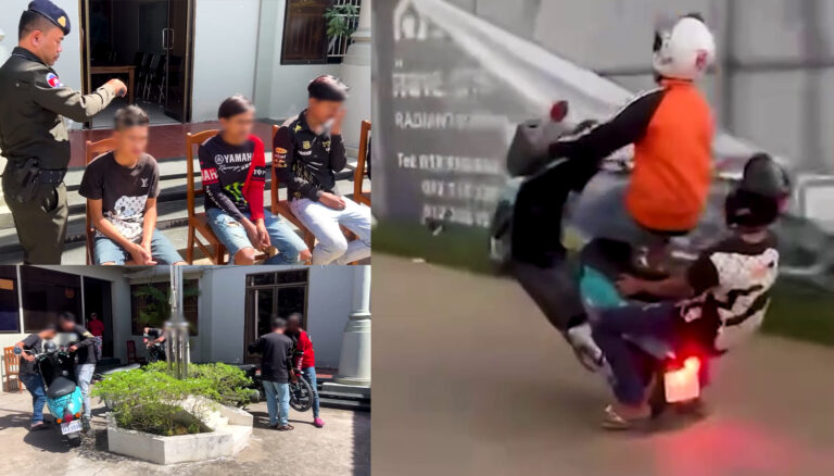 អាវុធហត្ថរាជធានីភ្នំពេញ ឆ្មក់បង្ក្រាបក្មេងទំនើង បង្ហោះម៉ូតូលើផ្លូវសាធារណៈ បាន០៦នាក់!